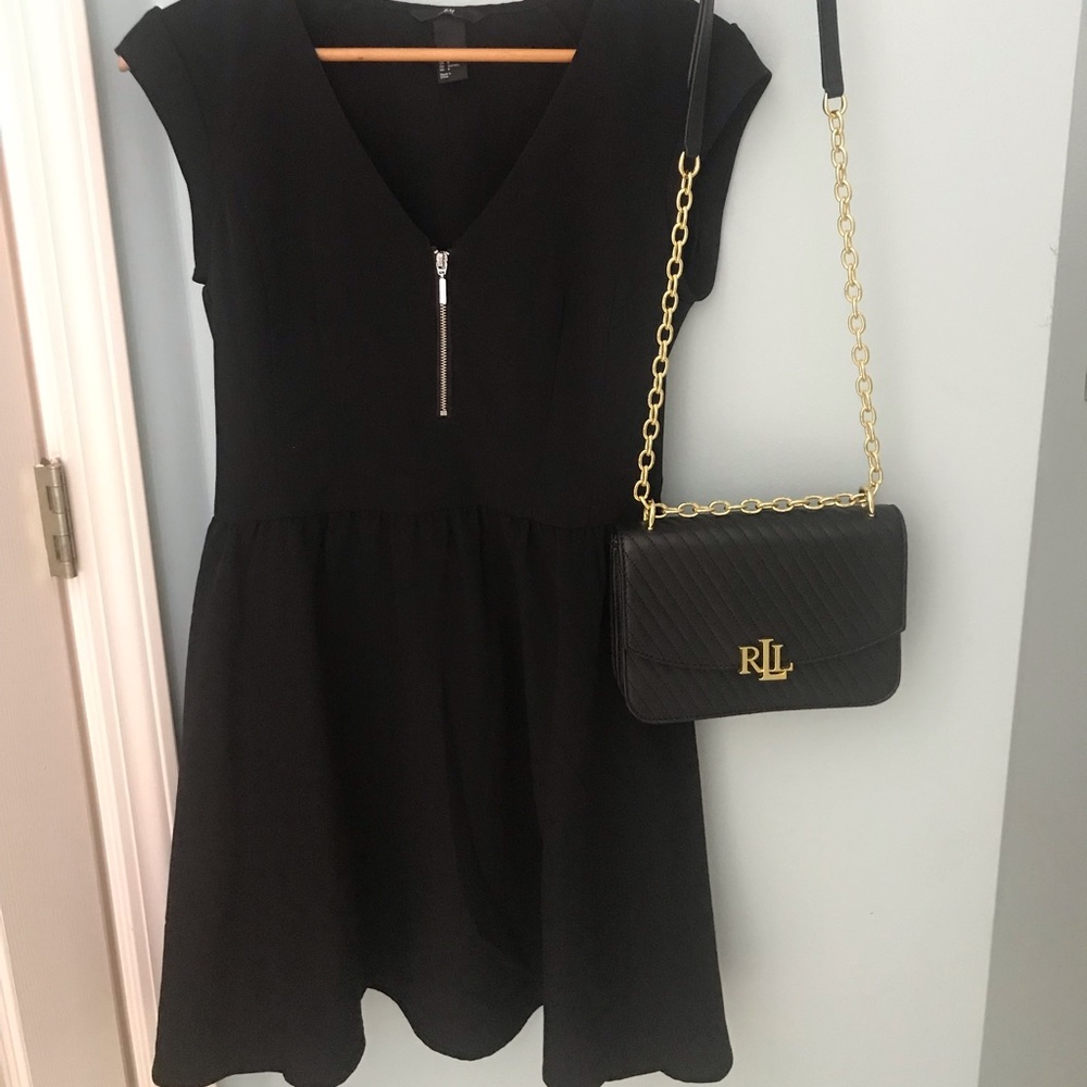 Black cap sleeve dress